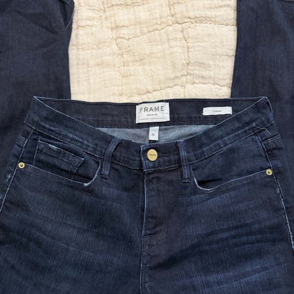 NWOT FRAME Denim Le Garcon Boyfriend Jeans Dark Wash River Road, Size 26 - Picture 8 of 8